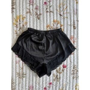 Silky Satin Lace Trim Tap Shorts Coquette Dollette Sleep Womens Black XS